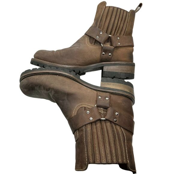 Vintage GBX Mens Dorado Brown Leather Round Toe Ankle Biker Boots Size 10.5 D main image 5
